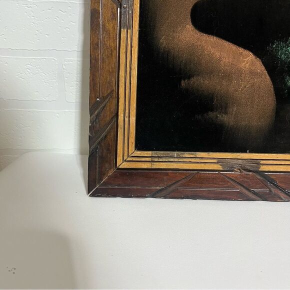 Framed Jesus Wall Art with Blue and Brown Accents made in Mexico - Picture 5 of 10